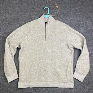 Vince Sweater Mens Large Gray Wool Blend 1/4 Zip Mock Neck Pullover Cozy Boucle